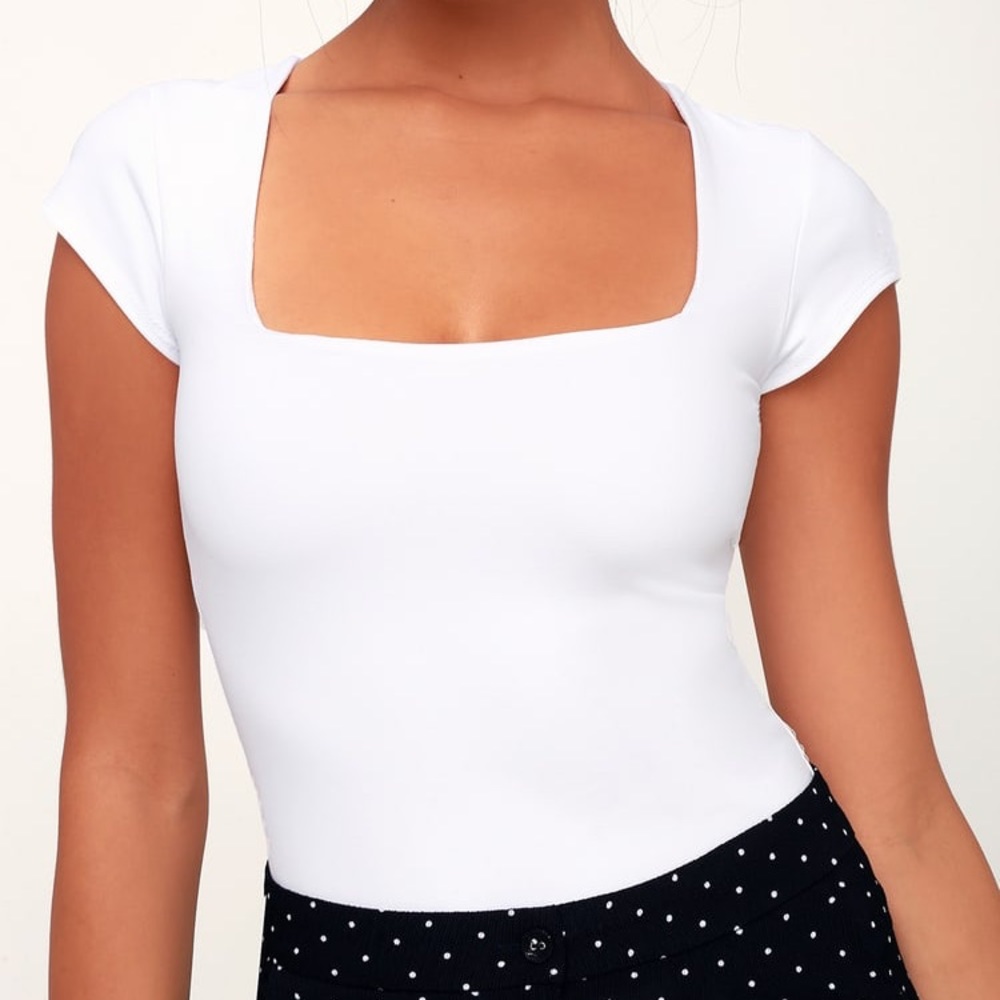 Free People Square Eyes Bodysuit White XS NWT